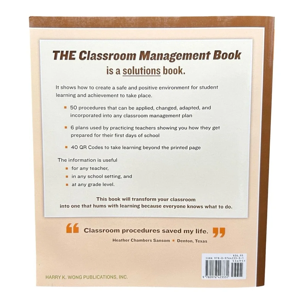 The Classroom Management Book Harry K Wong Rosemary T Wong Paperback 2014